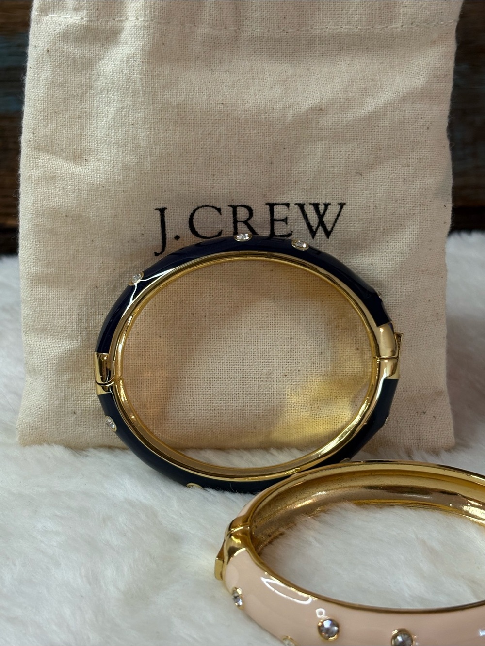 J.Crew Women's Gold-Tone Black and Blush Crystal Bangle Set - Picture 5 of 5
